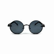 Retro Steampunk Round Sunglasses - Black